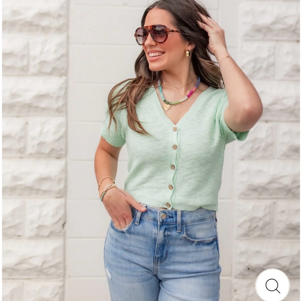 Mint Green Button-Up Women's Top